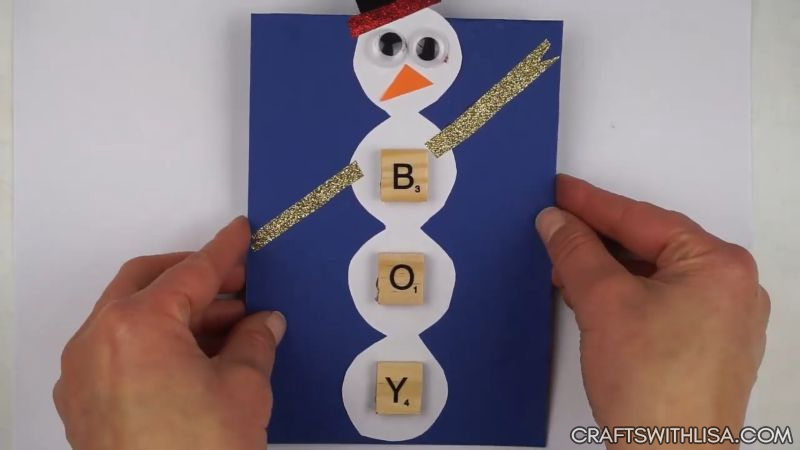 Snowman Card for Baby Boy with Scrabble Letters 1-36