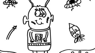 Alien With Three Eyes Coloring Page