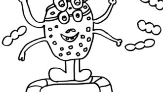 Monster On Trampoline Coloring Page