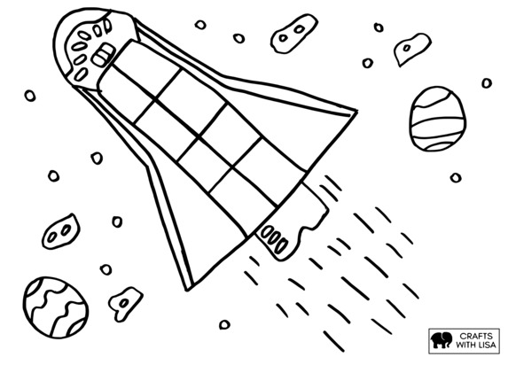 Spaceship In Space Coloring Page - Crafts With Lisa
